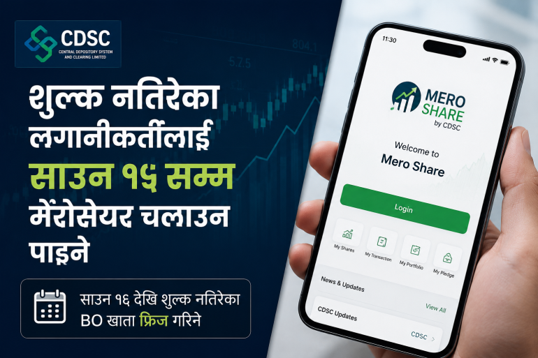 शुल्क नतिरेका लगानीकर्ताले साउन १५ सम्म मेरोसेयर चलाउन पाउने